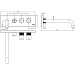 Wash basin tap Wall-mounted - external part mixer With plate With push-open waste set, color: Chrome material: Inox surface: Glossy Wall-mounted - external part