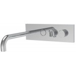 Wash basin tap Wall-mounted - external part mixer With plate With push-open waste set, color: Chrome material: Inox surface: Glossy Wall-mounted - external part