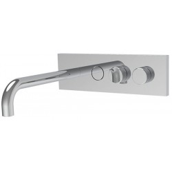 Wash basin tap Wall-mounted - external part mixer With plate With push-open waste set, color: Chrome material: Inox surface: Glossy Wall-mounted - external part