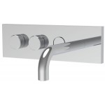 Wash basin tap Wall-mounted - external part mixer With plate With push-open waste set, color: Chrome material: Brass surface: Glossy Wall-mounted - external part