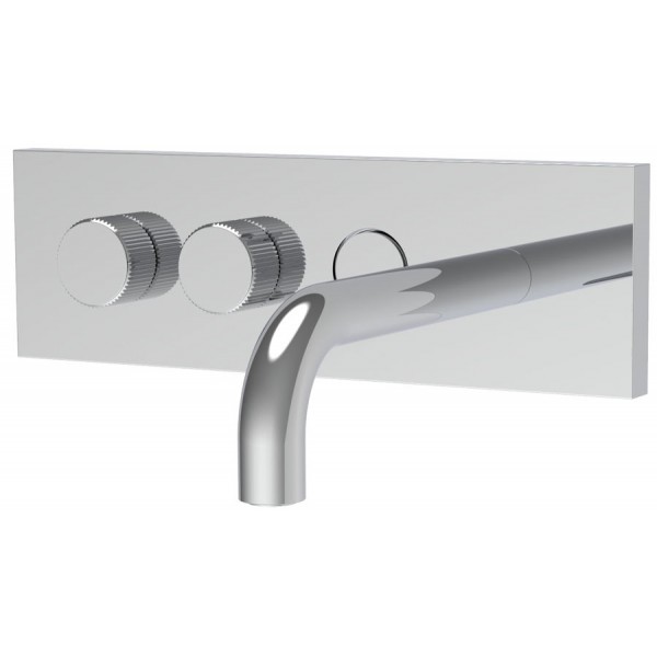 Wash basin tap Wall-mounted - external part mixer With plate With push-open waste set, color: Chrome material: Brass surface: Glossy Wall-mounted - external part