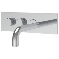 Wash basin tap Wall-mounted - external part mixer With plate With push-open waste set, color: Chrome material: Brass surface: Glossy Wall-mounted - external part