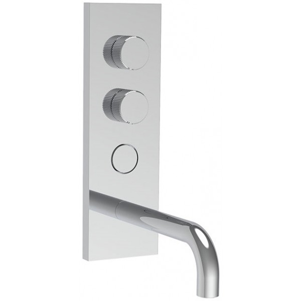 Wash basin tap Wall-mounted - external part mixer With plate With push-open waste set, color: Chrome material: Brass surface: Glossy Wall-mounted - external part
