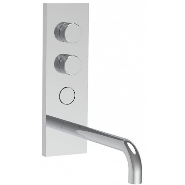 Wash basin tap Wall-mounted - external part mixer With plate With push-open waste set, color: Chrome material: Brass surface: Glossy Wall-mounted - external part