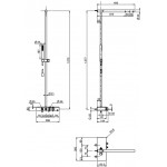 Μπαταρία ντουζιέρας με βέργα και κεφαλή ντους επίτοιχη από ορείχαλκο θερμοστατική με on/off push button, 3 ροών, με τηλέφωνο & σπιράλ, χρώμα: Χρωμέ επιφάνεια: Γυαλιστερή Επίτοιχες με βέργα και κεφαλή ντους
