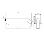 Spout (Nozzle) 22,5cm Wall-mounted material: Brass, color: Chrome surface: Glossy Bath spouts