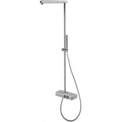 Shower tap with showerpipe and overhead shower Wall-mounted material: Brass thermostatic on/off push button, color: Chrome surface: Glossy Wall-mounted exposed with showerpipe and overhead shower