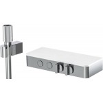 Μπαταρία ντουζιέρας εντοιχιζόμενη εξωτερικό μέρος 2 εξόδων από ορείχαλκο θερμοστατική με ξεχωριστές εξόδους με πλακέτα με τηλέφωνο, σπιράλ, στήριγμα 2 on/off push-button, 1,50m, χρώμα: Χρωμέ επιφάνεια: Γυαλιστερή Εντοιχιζόμενες εξωτερικό μέρος