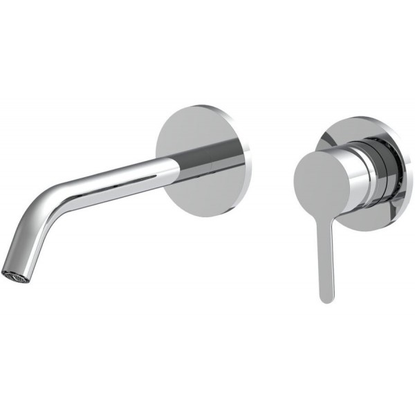 Μπαταρία νιπτήρος εντοιχιζόμενη - εξωτερικό μέρος 2 οπών αναμεικτική με βαλβίδα push-open , χρώμα: Χρωμέ από ορείχαλκο με πλάγιο ρουξούνι 20,8cm επιφάνεια: Γυαλιστερή Εντοιχιζόμενες εξωτερικό μέρος