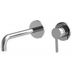 Wash basin tap Wall-mounted - external part 2 holes mixer With push-open waste set, color: Chrome material: Brass surface: Glossy Wall-mounted - external part