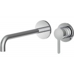 Wash basin tap Wall-mounted - external part 2 holes mixer With push-open waste set, color: Chrome material: Inox surface: Glossy Wall-mounted - external part