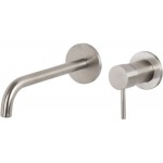 Wash basin tap Wall-mounted - external part 2 holes mixer With push-open waste set, color: Chrome material: Inox surface: Brushed Wall-mounted - external part