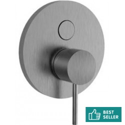 Shower tap Wall-mounted external part 2 way material: Inox mixer With plate without hand shower, hose and holder push-button, color: Chrome surface: Brushed Wall-mounted - external part
