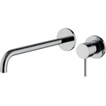Wash basin tap Wall-mounted - external part 2 holes mixer With push-open waste set, color: Chrome material: Brass surface: Glossy Wall-mounted - external part