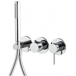 Μπαταρία ντουζιέρας εντοιχιζόμενη εξωτερικό μέρος 2 εξόδων 3 οπών αναμεικτική από ορείχαλκο με τηλέφωνο, σπιράλ, στήριγμα 3 οπών, χρώμα: Χρωμέ επιφάνεια: Γυαλιστερή Εντοιχιζόμενες εξωτερικό μέρος