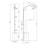 Στήλη ντους εξωτερικού χώρου από inox Rain Jet, Υ2,34m, ζεστό/κρύο, με μαύρη, μαρμάρινη βάση, χρώμα: Χρωμέ επιφάνεια: Βουρτσισμένη Εξωτερικού χώρου