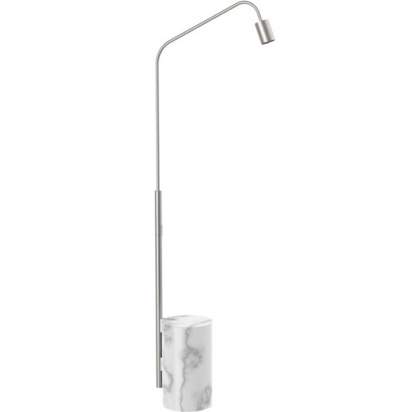 Στήλη ντους εξωτερικού χώρου από inox Rain Jet, Υ2,34m, ζεστό/κρύο, με λευκή βάση από μάρμαρο Carrara, χρώμα: Χρωμέ επιφάνεια: Βουρτσισμένη Εξωτερικού χώρου