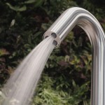 Στήλη ντους εξωτερικού χώρου από inox χωρίς λαβές, rain, 2 εξόδων, με τηλέφωνο, στήριγμα & σπιράλ 1,5m, χρώμα: Χρωμέ επιφάνεια: Βουρτσισμένη Εξωτερικού χώρου