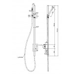 Shower slider rail 110cm material: Inox with hand shower, hose & outlet elbow, color: Chrome surface: Brushed Shower slider rails Shower slider rail 110cm material: Inox with hand shower, hose & outlet elbow, color: Chrome surface: Brushed Shower slider rails