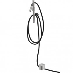 Τηλέφωνο ντους με σπιράλ & στήριγμα 1 ροής με ρυθμιζόμενο στήριγμα & σπιράλ 5m, foot push button, χρώμα: Χρωμέ επιφάνεια: Βουρτσισμένη Τηλέφωνα