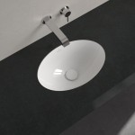 Washbasin Under counter 43x29 material: Porcelain White Alpin Without overflow, color: White surface: Glossy Washbasin Under counter 43x29 material: Porcelain White Alpin Without overflow, color: White surface: Glossy