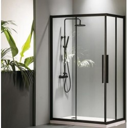 Shower enclosure Rectangle 100x70x195 6mm sliding surface: Matt, color: Black