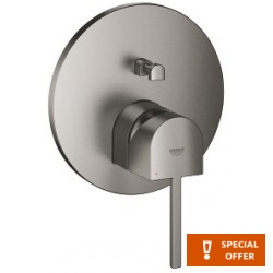 Shower tap Wall-mounted external part 2 way material: Brass mixer With plate without hand shower, hose and holder brushed hard graphite, color: Grey surface: Brushed Wall-mounted - external part