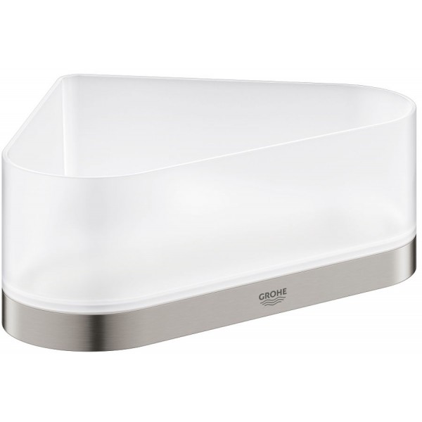 Sponge box material: Brass Corner mounted Single supersteel, color: Chrome surface: Brushed Shower baskets