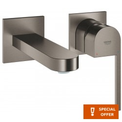 Wash basin tap Wall-mounted - external part 2 holes mixer Without waste, color: Grey material: Brass surface: Brushed Wall-mounted - external part
