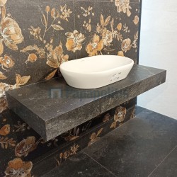 Πάγκος μπάνιου 115x50x10 από γρανίτη gres porcell.smaltato επιφάνεια: Lappato, χρώμα: Γκρι Σκούρο Πάγκοι μπάνιου