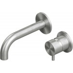 Wash basin tap Wall-mounted - external part 2 holes mixer With pop-up waste set, color: Chrome 19cm material: Inox surface: Brushed Wall-mounted - external part