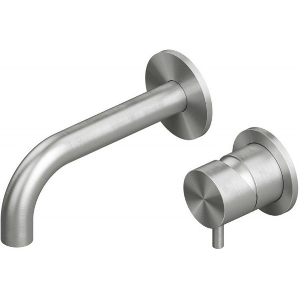 Wash basin tap Wall-mounted - external part 2 holes mixer With pop-up waste set, color: Chrome 19cm material: Inox surface: Brushed Wall-mounted - external part