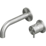 Wash basin tap Wall-mounted - external part 2 holes mixer With pop-up waste set, color: Chrome 25cm material: Inox surface: Brushed Wall-mounted - external part