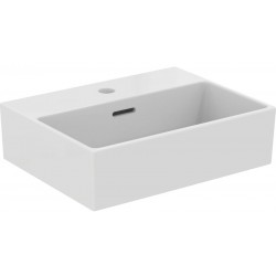 Νιπτήρας επίτοιχος 45x35x12,5 με 1 γούρνα με οπή στη μέση με υπερχείλιση / χωρίς κολώνα από πορσελάνη, χρώμα: Λευκό επιφάνεια: Ματ Επίτοιχοι