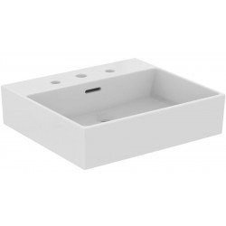 Νιπτήρας επίτοιχος 50x45x12,5 με 1 γούρνα με τρεις οπές με υπερχείλιση / χωρίς κολώνα από πορσελάνη, χρώμα: Λευκό επιφάνεια: Γυαλιστερή Επίτοιχοι