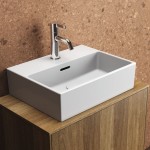 Νιπτήρας ελευθέρας τοποθέτησης 45x35x12,5 από πορσελάνη με μία οπή με υπερχείλιση, χρώμα: Λευκό επιφάνεια: Ματ Ελευθέρας τοποθέτησης