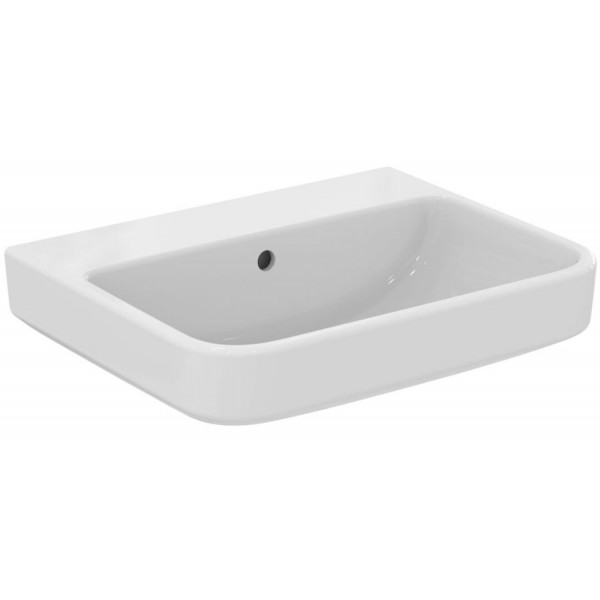 Washbasin Wall-mounted 55x44x15 With 1 bowl With hole in the middle With overflow / no pedestal material: Porcelain, color: White surface: Glossy Wall-mounted Washbasin Wall-mounted 55x44x15 With 1 bowl With hole in the middle With overflow / no pedestal material: Porcelain, color: White surface: Glossy Wall-mounted