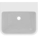 Washbasin Wall-mounted 50x44x15 no pedestal / Without overflow With 1 bowl With hole in the middle material: Porcelain, color: White surface: Glossy Wall-mounted