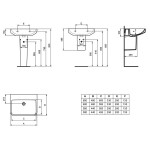 Washbasin Wall-mounted 50x44x15 no pedestal / Without overflow With 1 bowl With hole in the middle material: Porcelain, color: White surface: Glossy Wall-mounted