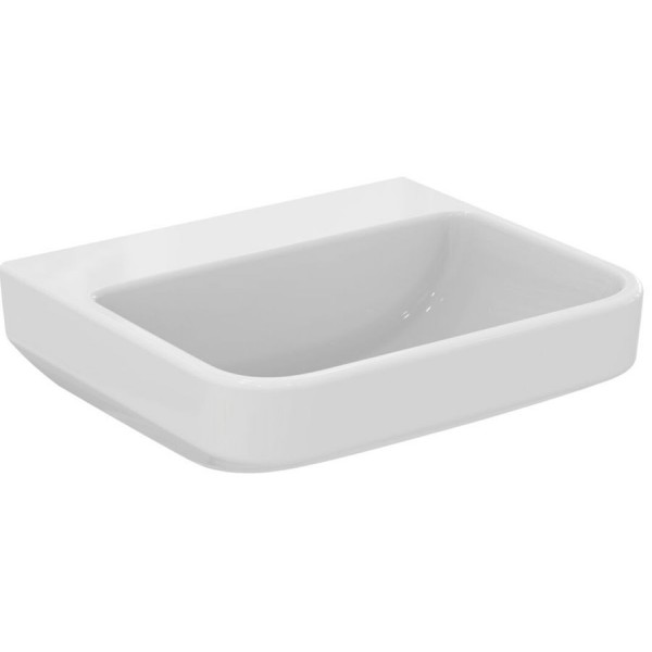 Washbasin Wall-mounted 50x44x15 no pedestal / Without overflow With 1 bowl With hole in the middle material: Porcelain, color: White surface: Glossy Wall-mounted