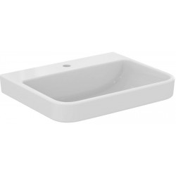 Washbasin Wall-mounted 60x48x15 no pedestal / Without overflow With 1 bowl With hole in the middle material: Porcelain, color: White surface: Glossy Wall-mounted
