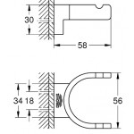 Hook double Flat wall mounted material: Brass supersteel, color: Chrome surface: Brushed Hooks