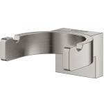 Hook double Flat wall mounted material: Brass supersteel, color: Chrome surface: Brushed Hooks