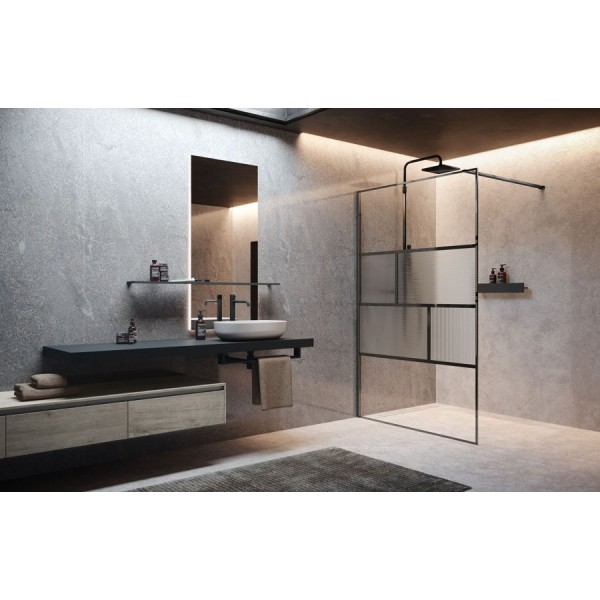 Shower enclosure Linear 120x200 6mm fixed surface: Glossy, color: Black Linear Shower enclosure Linear 120x200 6mm fixed surface: Glossy, color: Black Linear