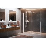 Shower enclosure Linear 100x200 8mm fixed / sliding surface: Matt, color: White Linear