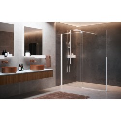 Shower enclosure Linear 100x200 8mm fixed / sliding surface: Matt, color: White Linear