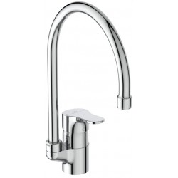 Kitchen tap Deck-mounted material: Brass C-Spout, color: Chrome surface: Glossy Deck-mounted