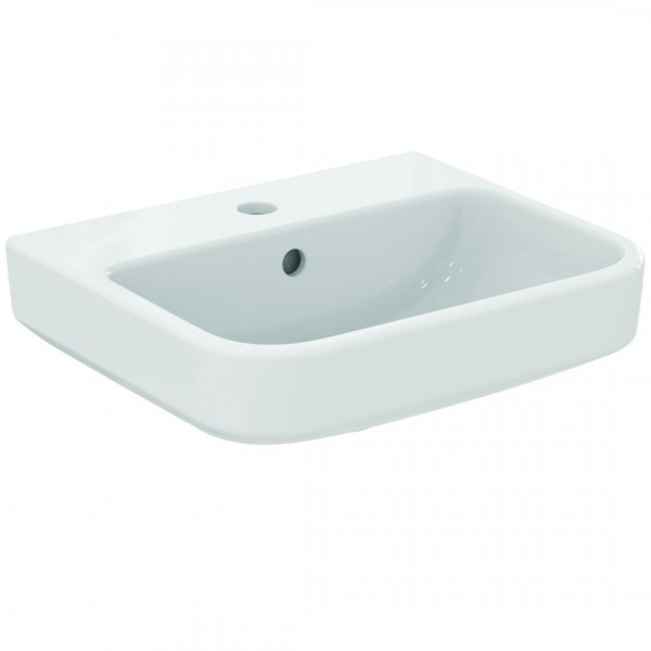 Washbasin Wall-mounted 45x38x13 With 1 bowl With hole in the middle With overflow / no pedestal material: Porcelain, color: White surface: Glossy Wall-mounted Washbasin Wall-mounted 45x38x13 With 1 bowl With hole in the middle With overflow / no pedestal material: Porcelain, color: White surface: Glossy Wall-mounted