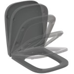 Toilet-seat soft closing, style: Wrapover, grey, color: Grey Toilet seats & covers