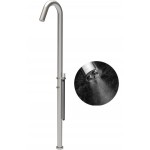 Στήλη ντους εξωτερικού χώρου από inox mist, με λαβές inox, 2 εξόδων με τηλέφωνο & σπιράλ 1,50m, ρυθμιστή θερμοκρασίας & κάλυμμα προστασίας, χρώμα: Χρωμέ επιφάνεια: Βουρτσισμένη Εξωτερικού χώρου